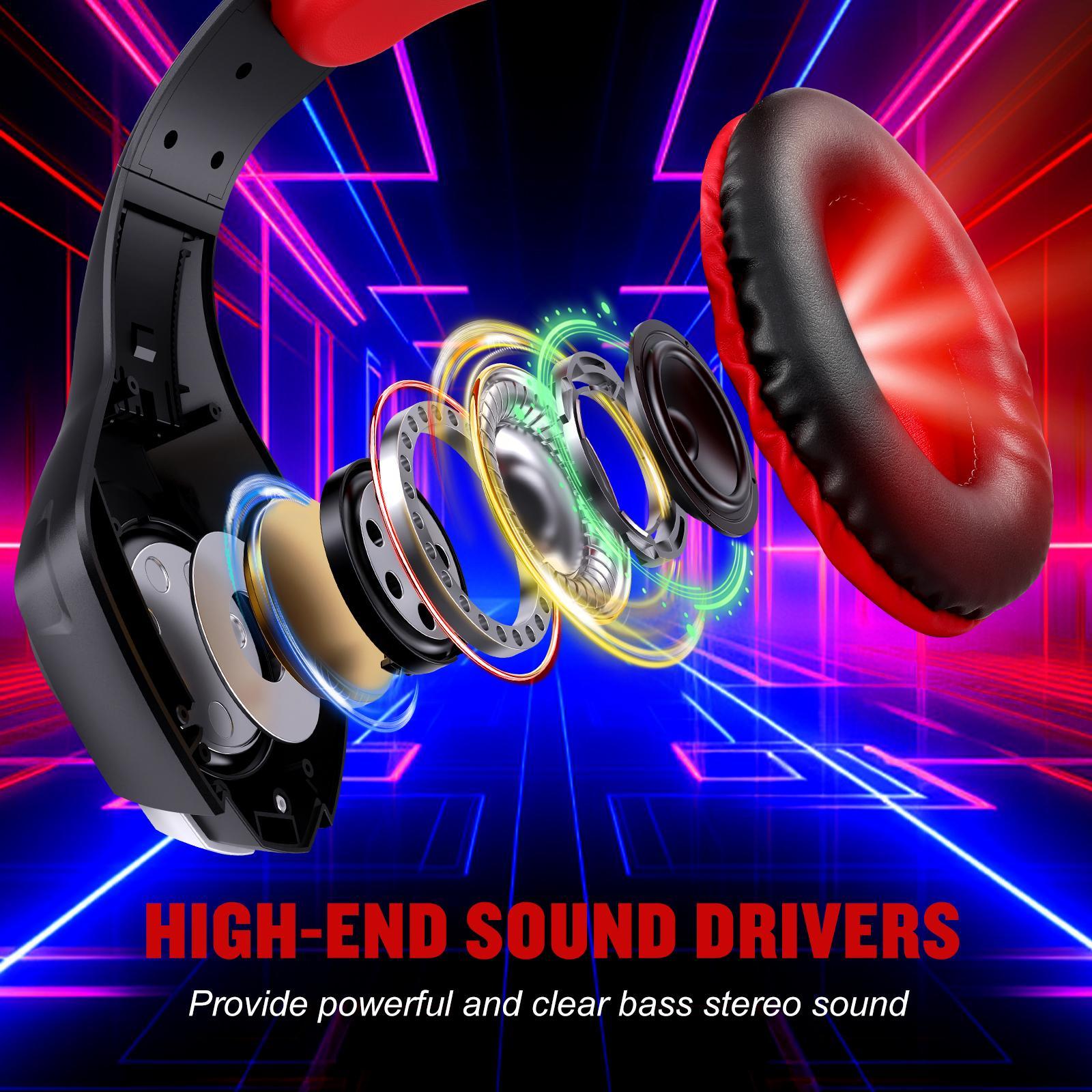 Omni Mic Gaming Headset 1.9M Length - Black Red 3