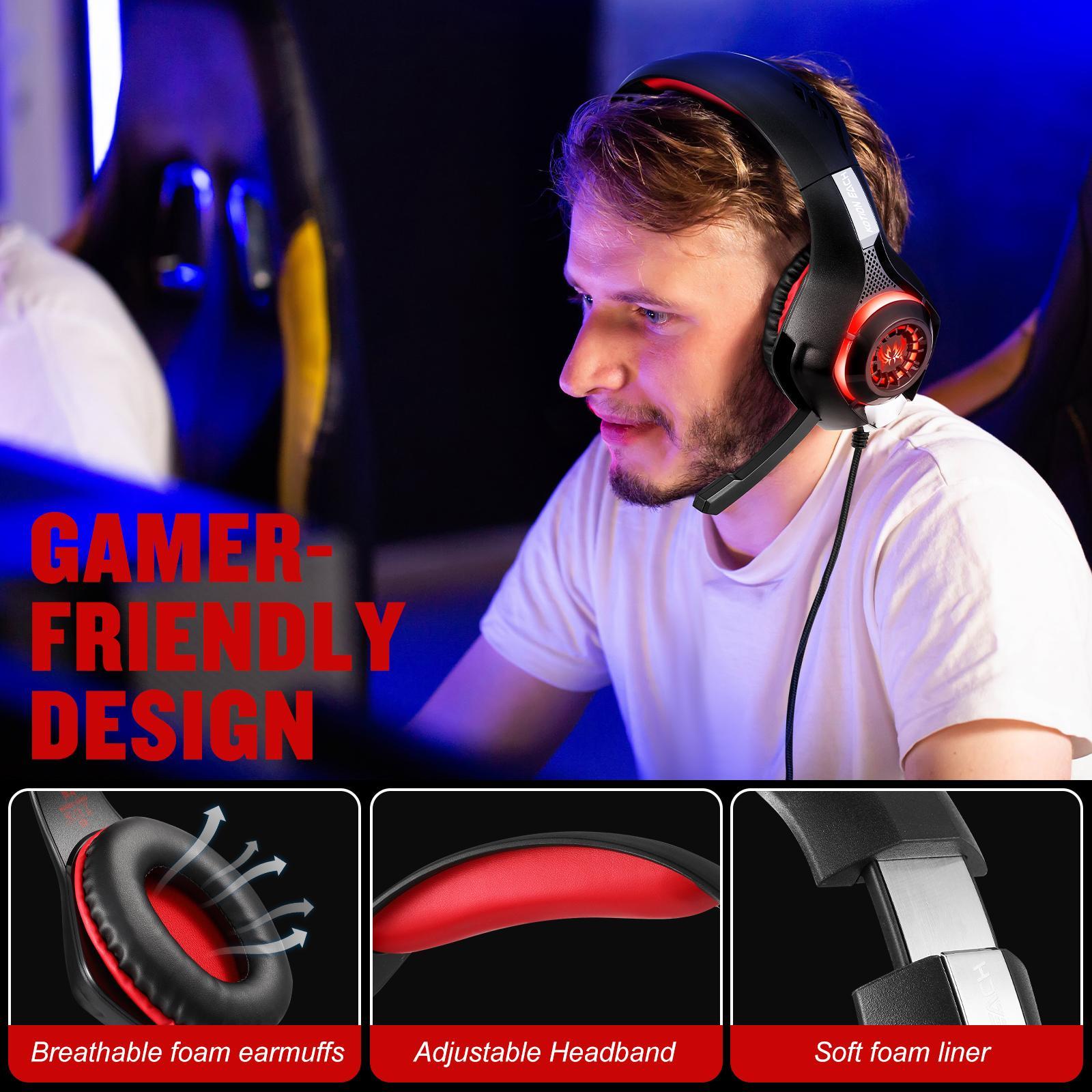 Omni Mic Gaming Headset 1.9M Length - Black Red 5