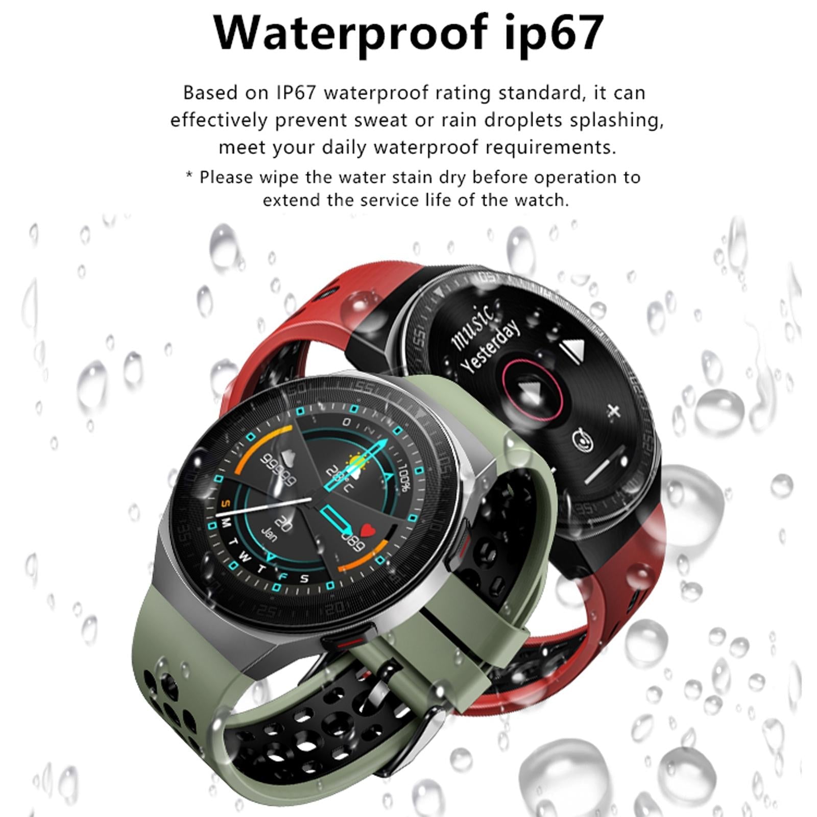 1.28 Inch Ip67 Waterproof Smart Watch With Bluetooth Call Sleep & Heart Rate Monitoring - Red 7