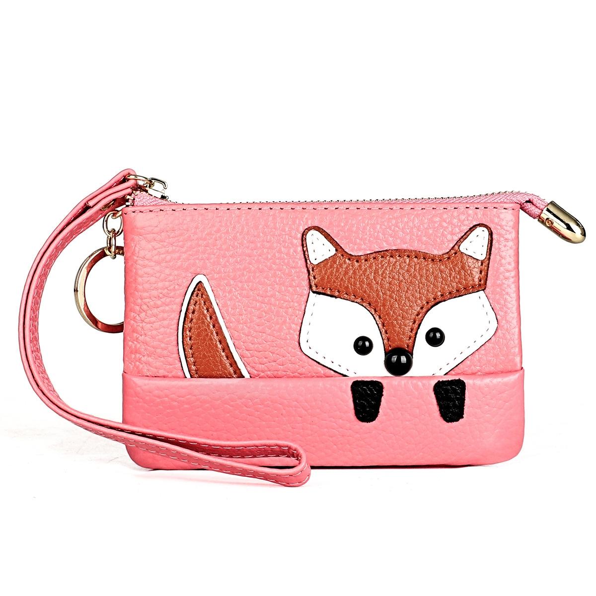 Mini Leather Fox Key Case for Sewing Thread - Pink