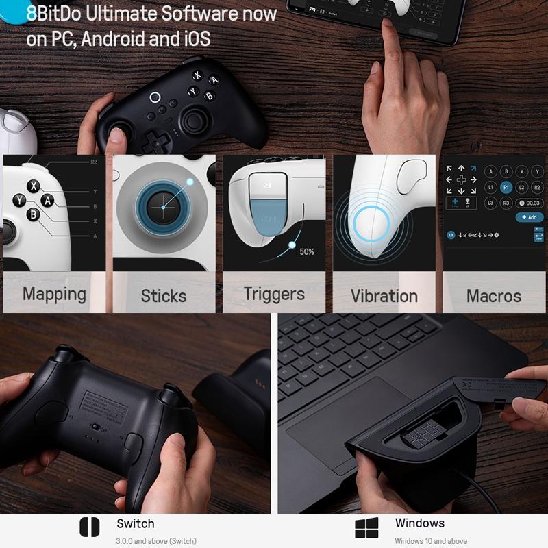 Wireless Gaming Controller for Switch / Pc - Tooth Design - Black 10