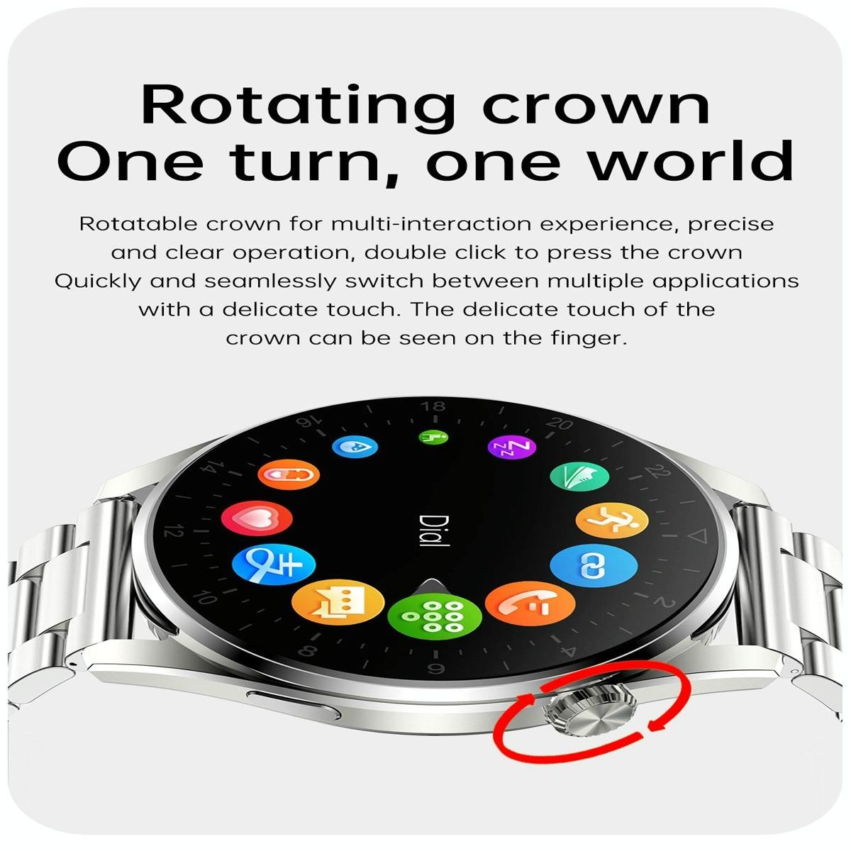 Waterproof Steel Smartwatch With Colour Screen - Ip68 - Silver 6