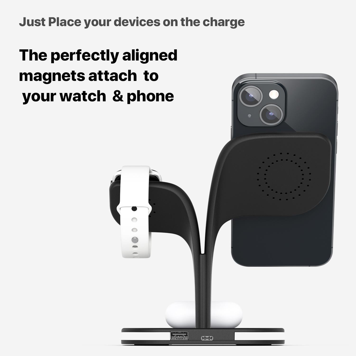 15W 5 In 1 Magnetic Wireless Charger With Stand - White 14