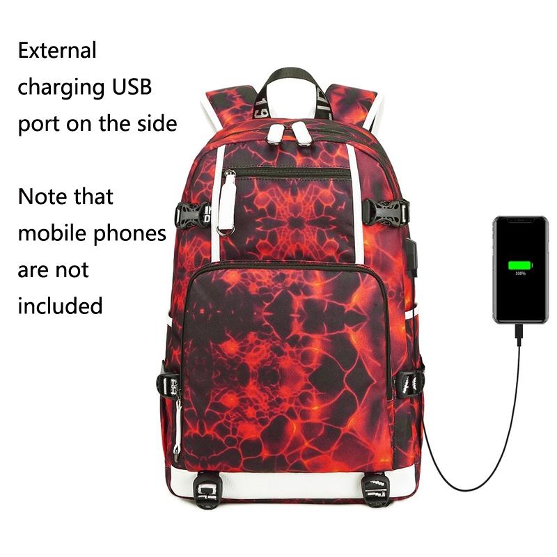 Student Waterproof Printed Backpack - Geometric Red 7