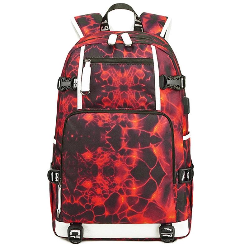 Student Waterproof Printed Backpack - Geometric Red 12
