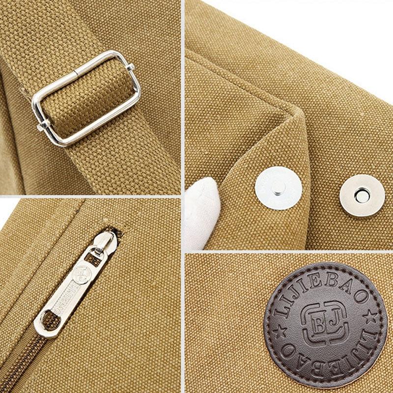 Simple Canvas Shoulder Bag For Men Casual Messenger Schoolbag - Coffee 8