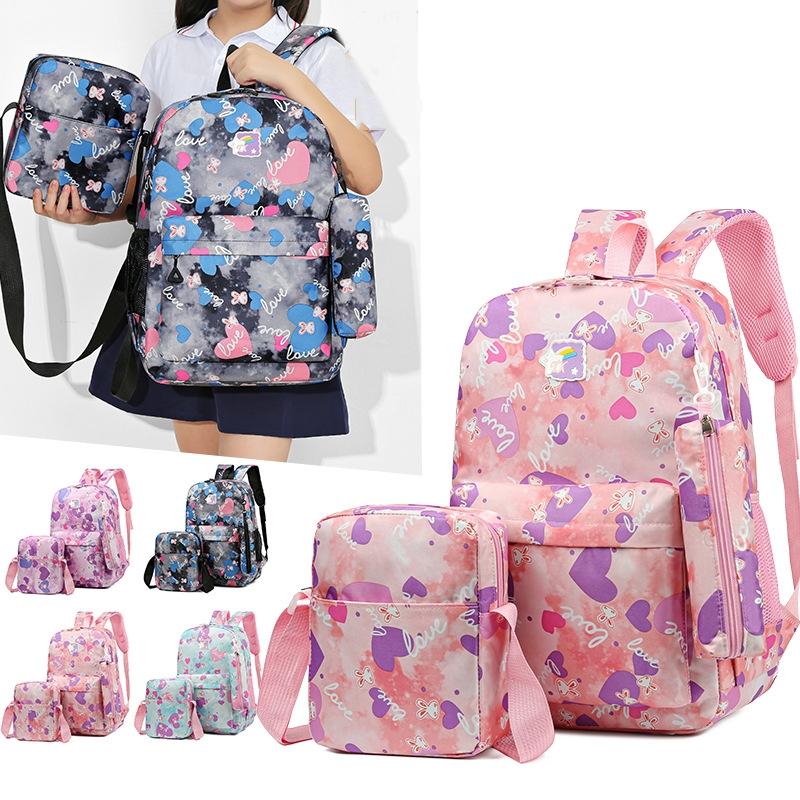 3 Piece Sweet Casual Backpack Set For Students - Black 3