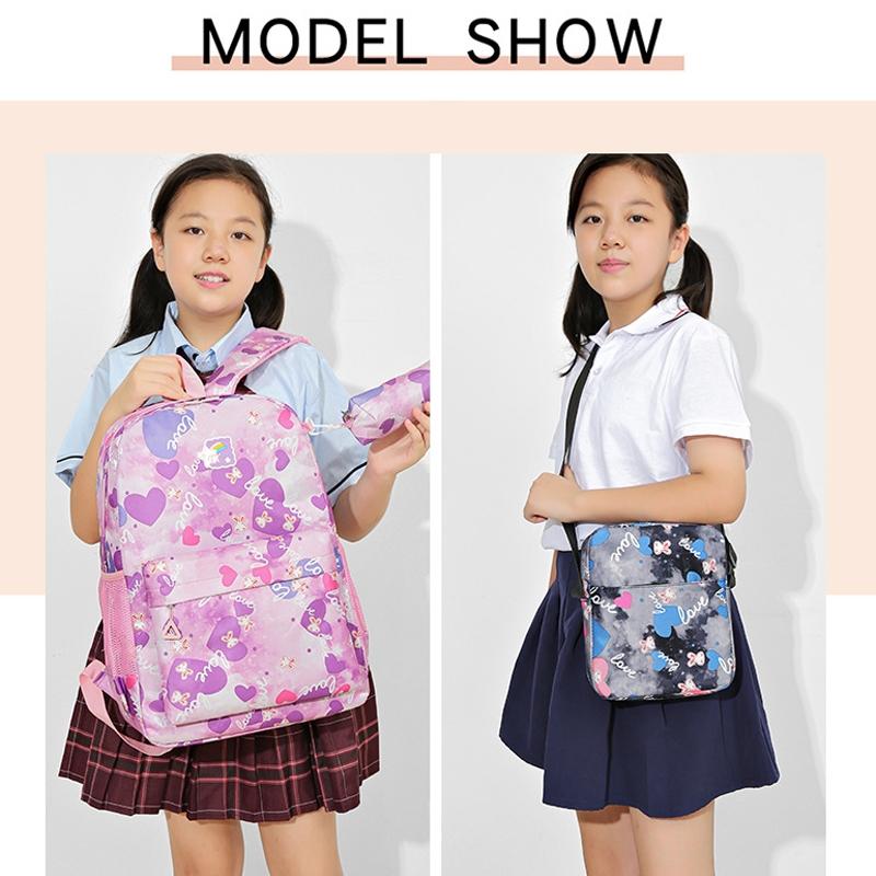 3 Piece Sweet Casual Backpack Set For Students - Black 7