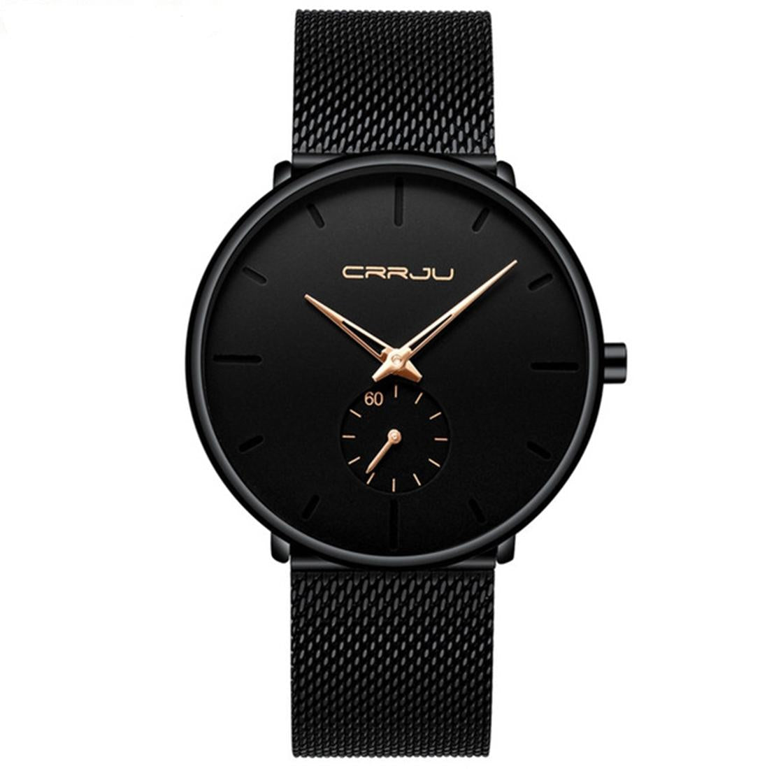 Men Waterproof Quartz Watch with Small Seconds and Mesh Band - Rose Gold Pointer 3
