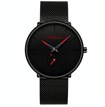 Men Waterproof Quartz Watch with Small Seconds and Mesh Band - Rose Gold Pointer 7