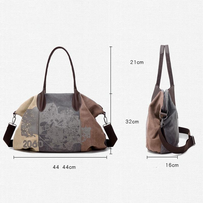 Blue Graffiti Canvas Shoulder Bag - Large Capacity 5