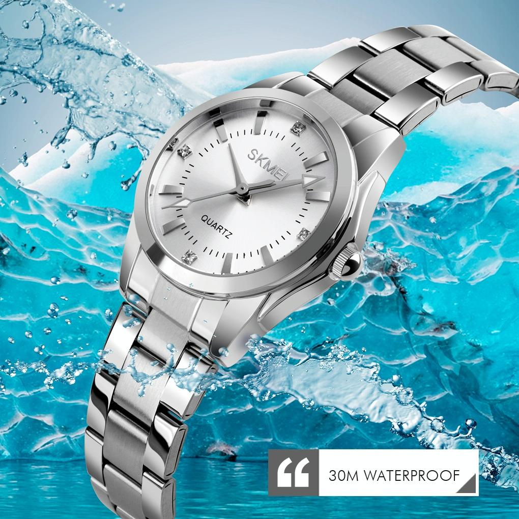 Waterproof Quartz Women Watch with Rhinestone Steel Strap - Delicate and Creative - Pink 11