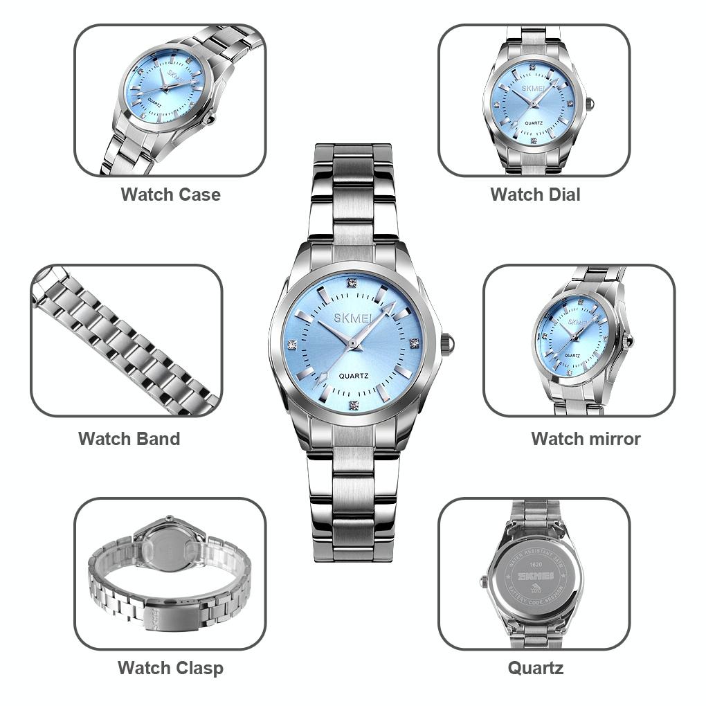 Waterproof Quartz Women Watch with Rhinestone Steel Strap - Delicate and Creative - Pink 12