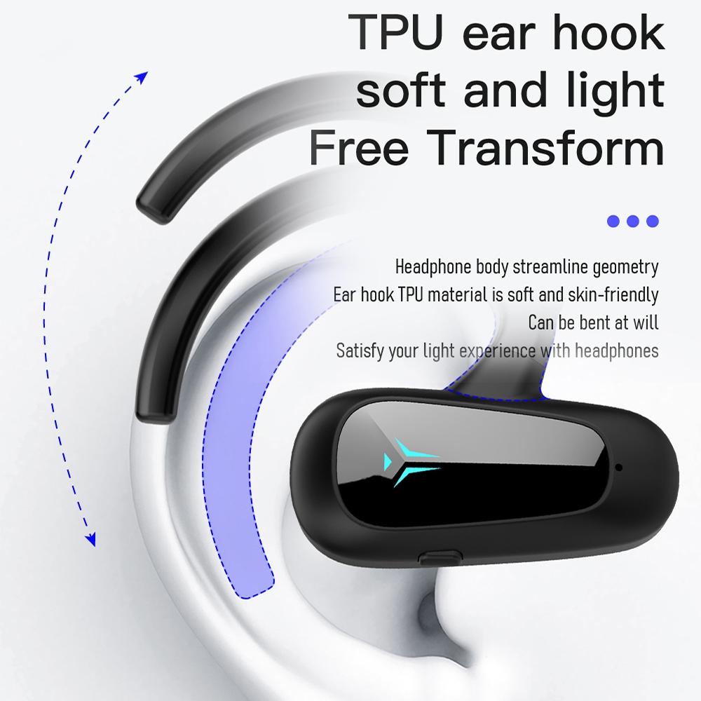 Digital Display Bluetooth Earphones - Bone Conduction Stereo - Red 4