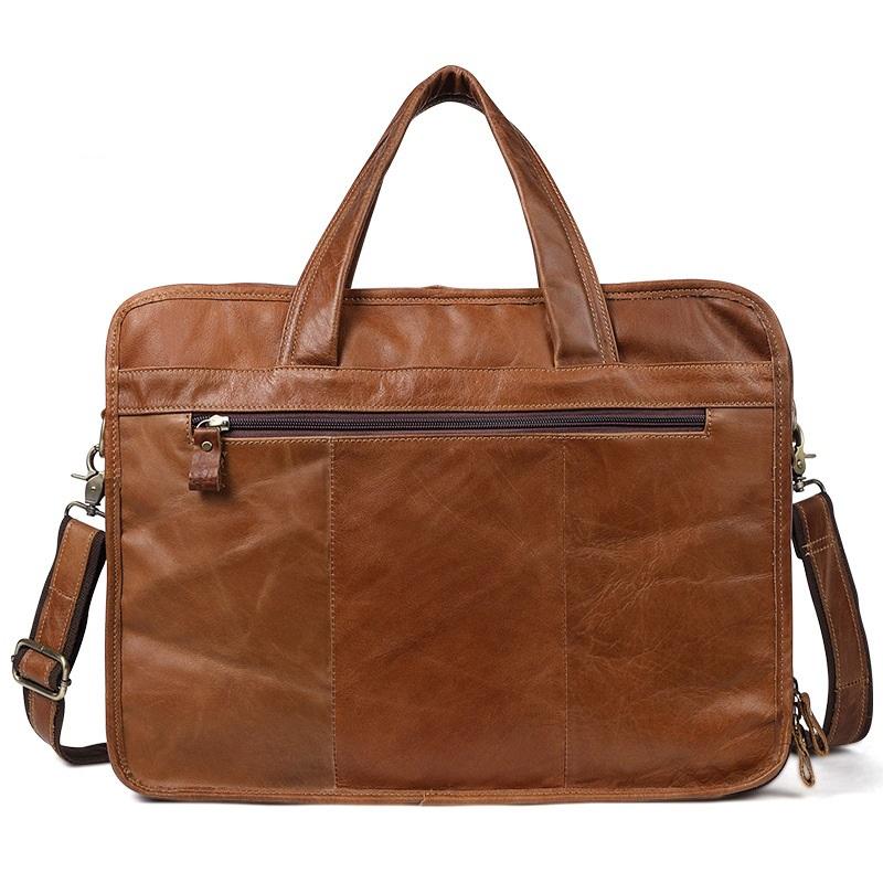 Men 15.6 Inch Business Handbag Casual Singer Shoulder Messenger Bag - Brown 4