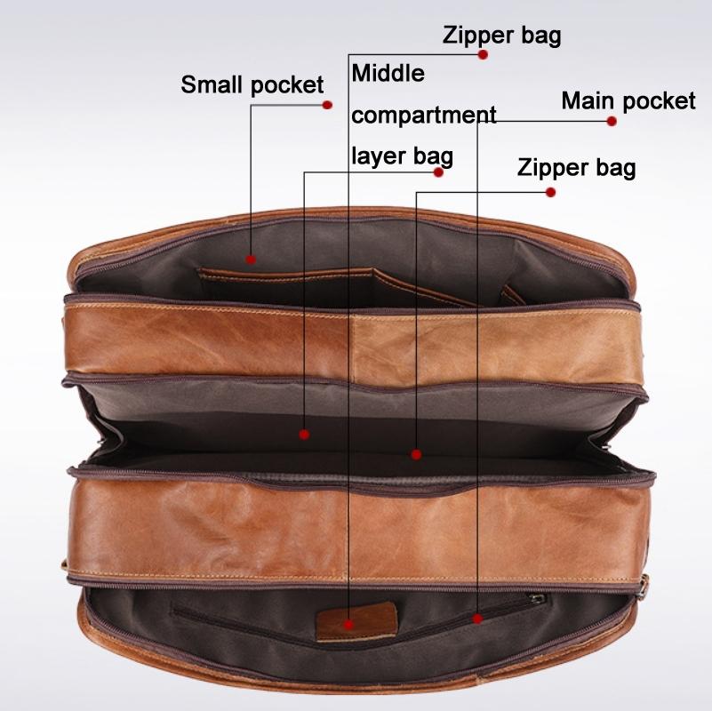 Men 15.6 Inch Business Handbag Casual Singer Shoulder Messenger Bag - Brown 6