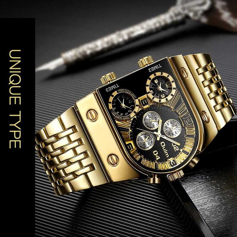 Large Dial Multi Time Zone Men Quartz Watch with Luminous Steel Strap - Black 11