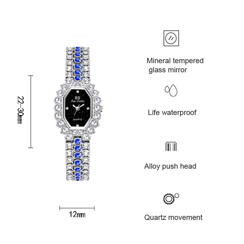 Sparkling Full Diamond Women Watch - Niche Glitter - Silver Blue 4