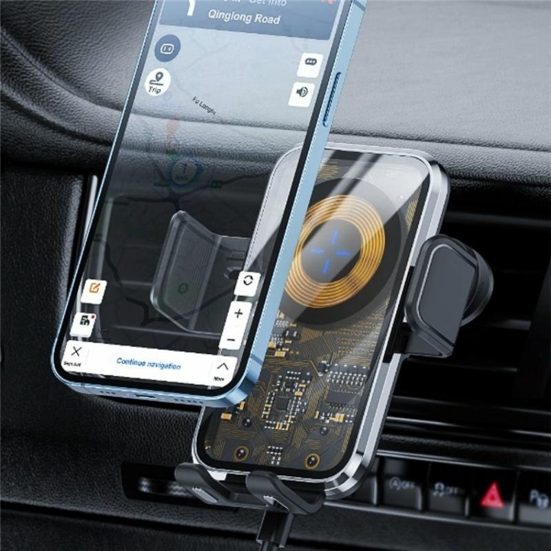 15w Fast Car Vent Wireless Charger with Intelligent Induction - Silver 11