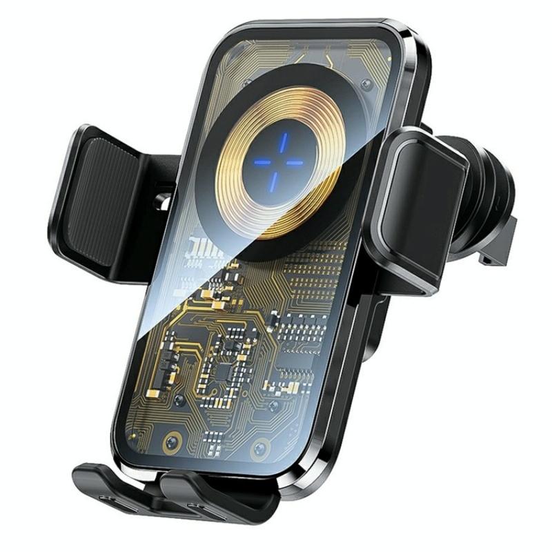 15w Fast Car Vent Wireless Charger with Intelligent Induction - Silver 12