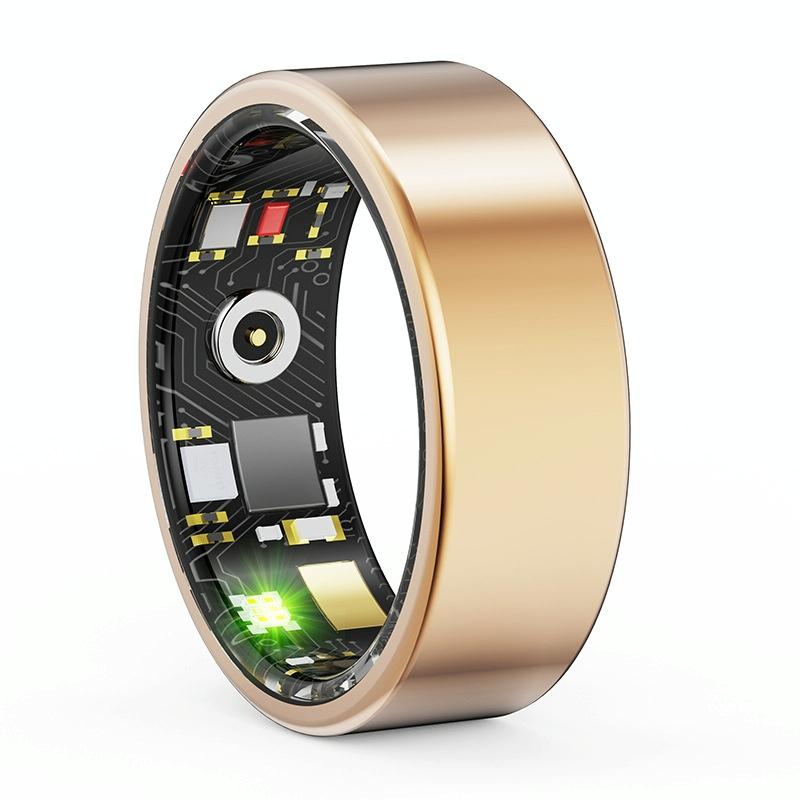 Smart Ring With Heart Rate Blood Oxygen Sleep & Sports Modes - Size 8 - Gold 3