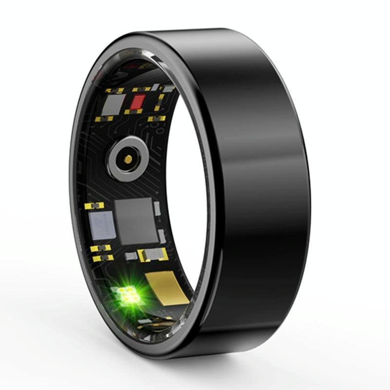 Smart Ring With Heart Rate Blood Oxygen Sleep & Sports Modes - Size 8 - Gold 12