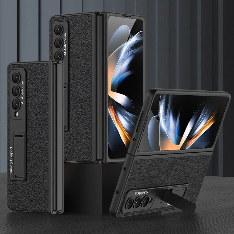 For Samsung Galaxy Z Fold4 5G Leather Case With Stand - Ultra Thin - Grey 8