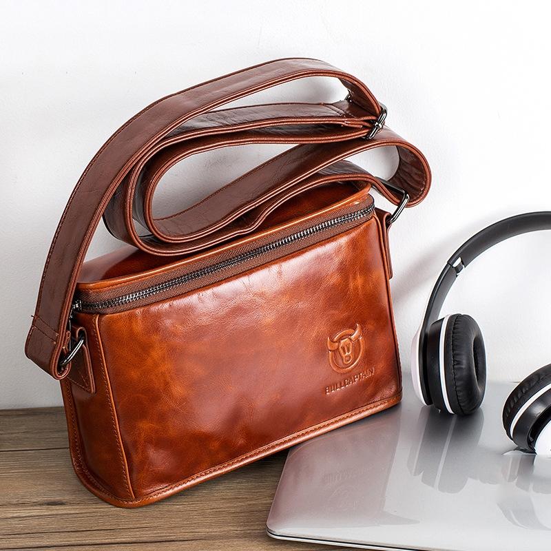 Men Brown Leather Shoulder Bag - Brown 13