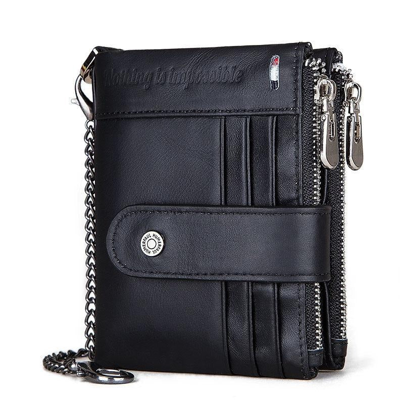 Men Leather Rfid Wallet - Secure & Stylish - Dark Brown