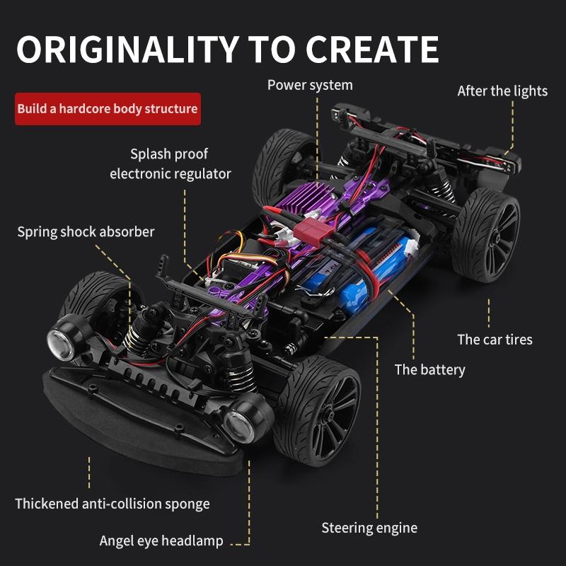 High Speed Electric Drift Rc Car - 4wd Muscle - Blue 6