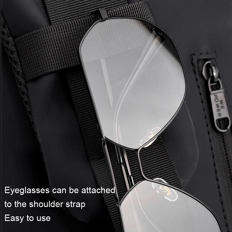 Anti Theft Men Chest Bag With Password Lock Secure Locomotive Messenger Bag - Grey Brown 5