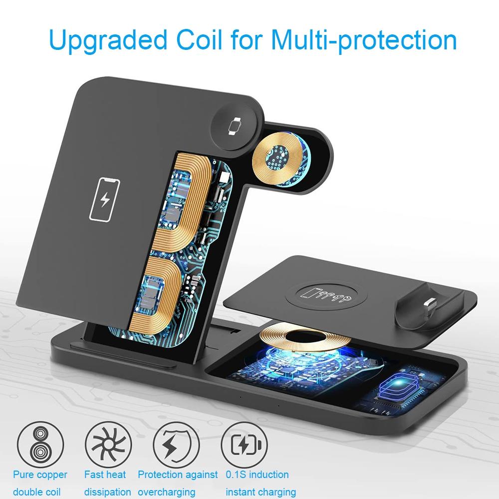 Foldable 4 In 1 Wireless Charger For Mobile Devices - White 9