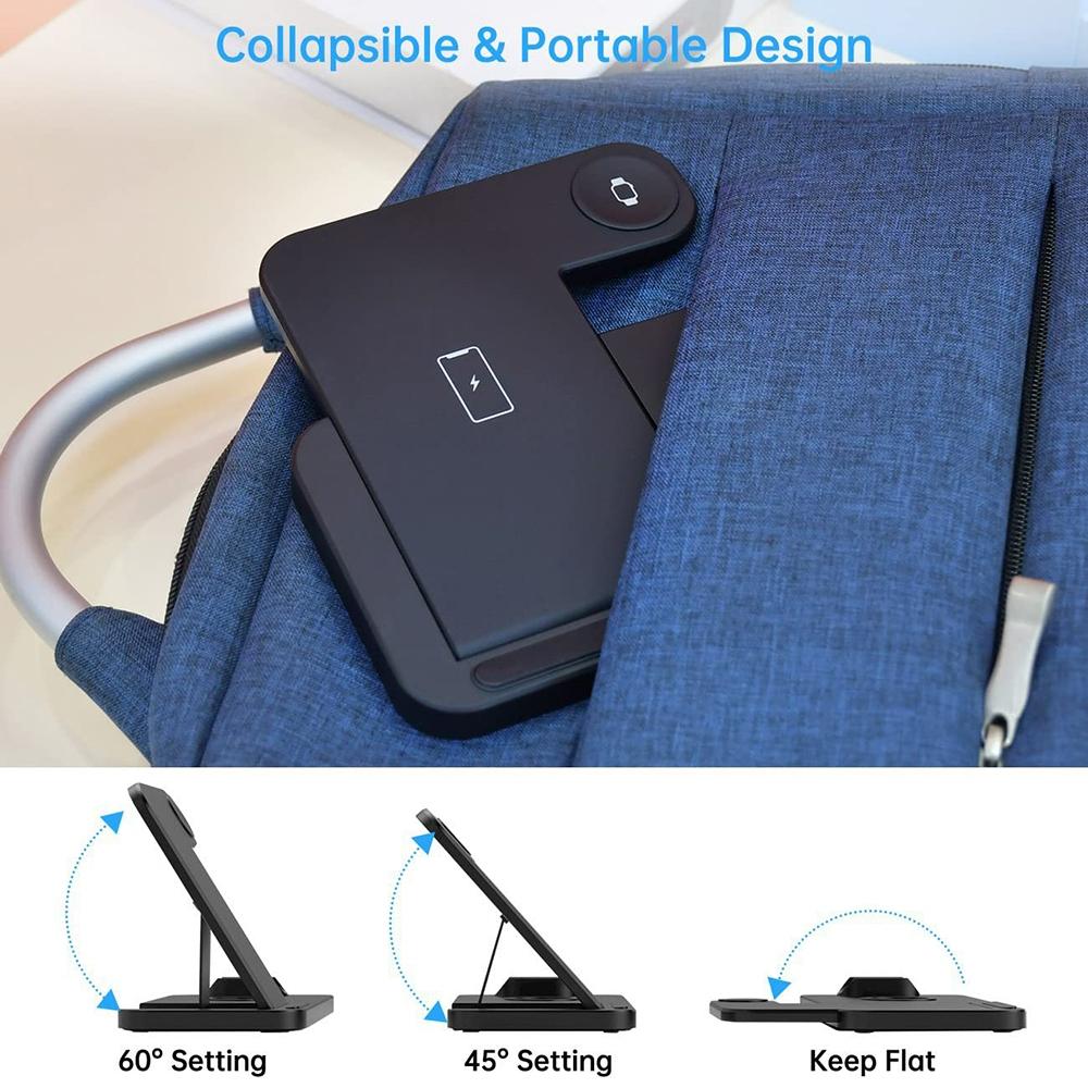 Foldable 4 In 1 Wireless Charger For Mobile Devices - White 10