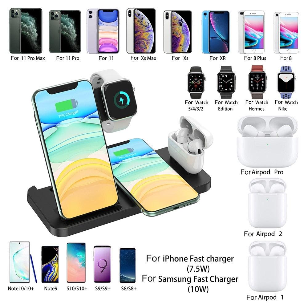 Foldable 4 In 1 Wireless Charger For Mobile Devices - White 12