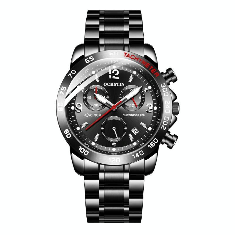 Waterproof Luminous Men Watch with Steel Strap - Silver Green 10