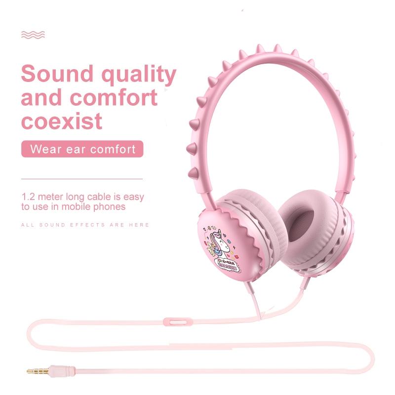 Cartoon Stereo Headphones With Mic Y19 - Cute Dinosaur 5