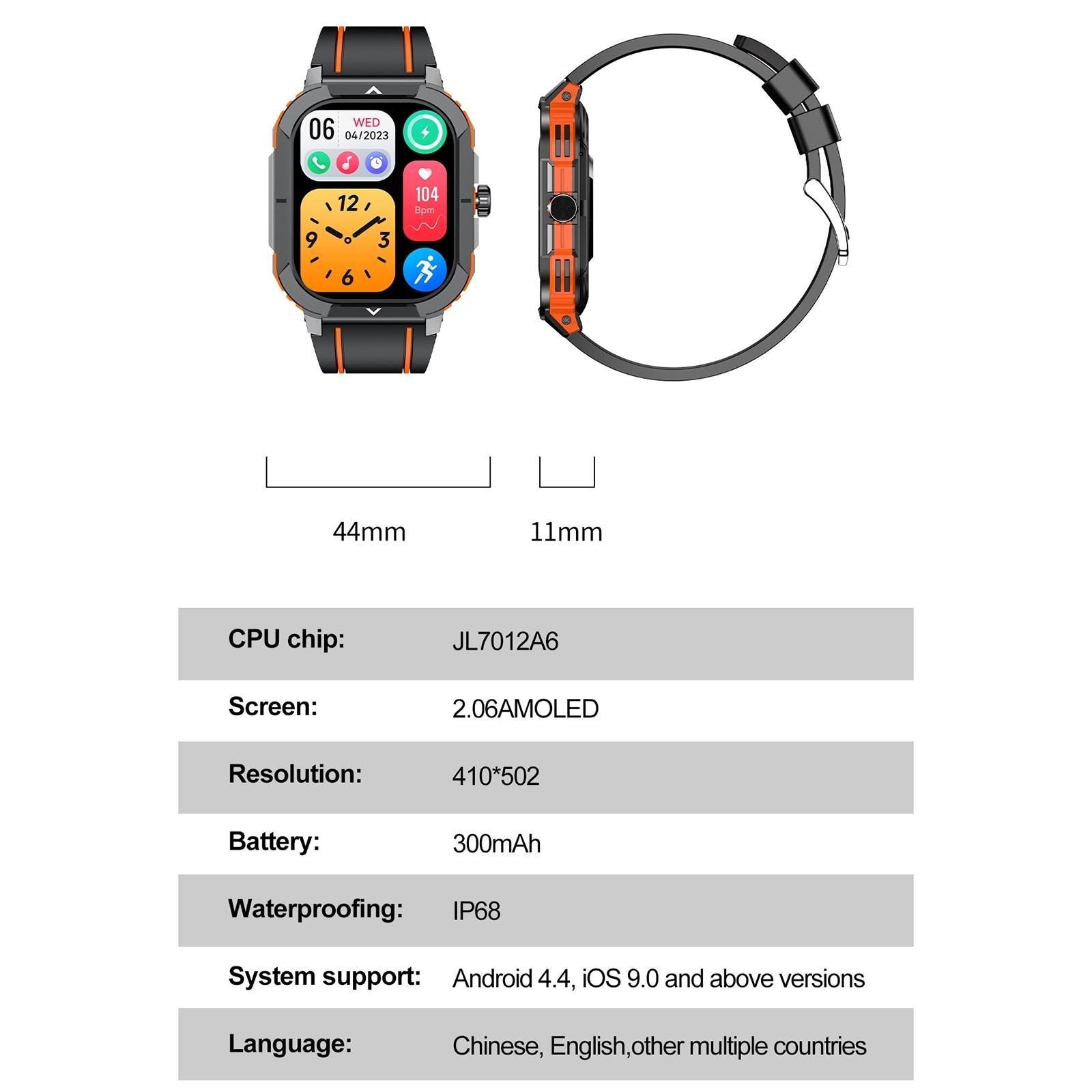 2.06 Inch Bt5.3 Ip68 Sport Smart Watch Bluetooth Call / Message / Health - Red 7