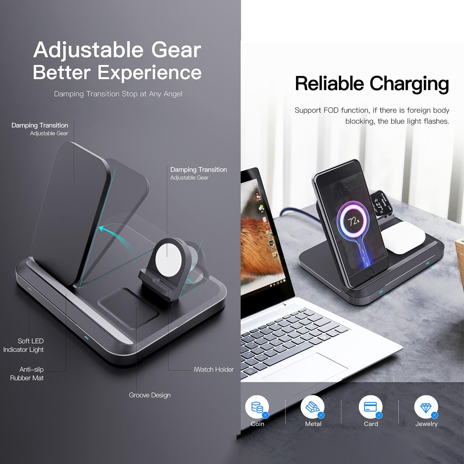 15W 3 In 1 Foldable Wireless Charger - White 4
