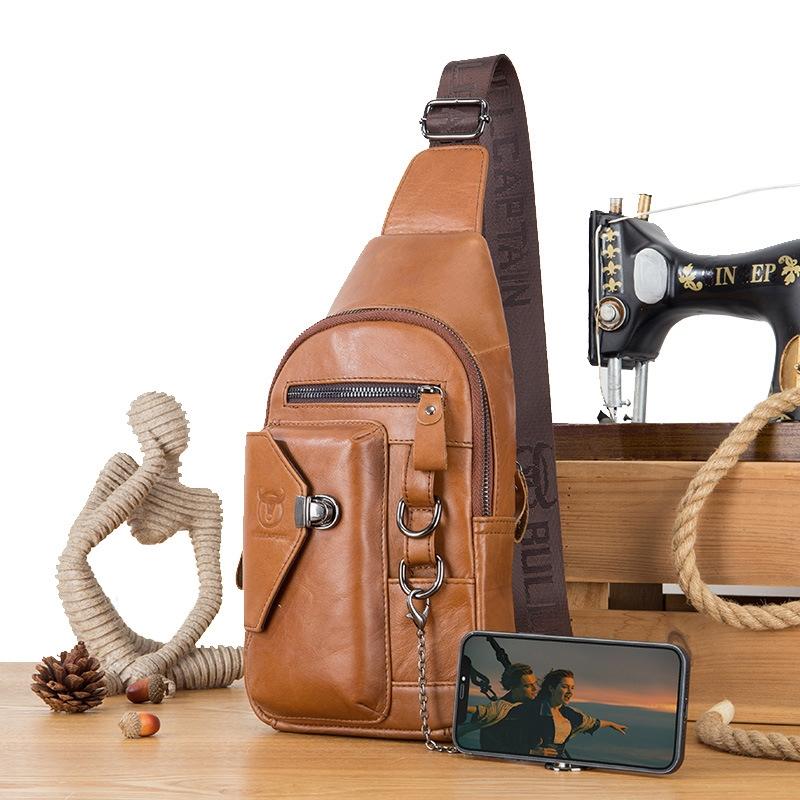 Large Capacity Waterproof Chest Bag With Phone Holder - Coffee 8