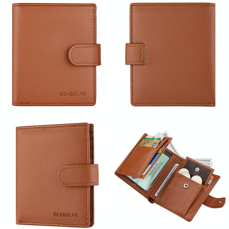 Men Vertical Coin Purse With Buckle And Zipper Card Holder And Driver License Protector - Brown 4