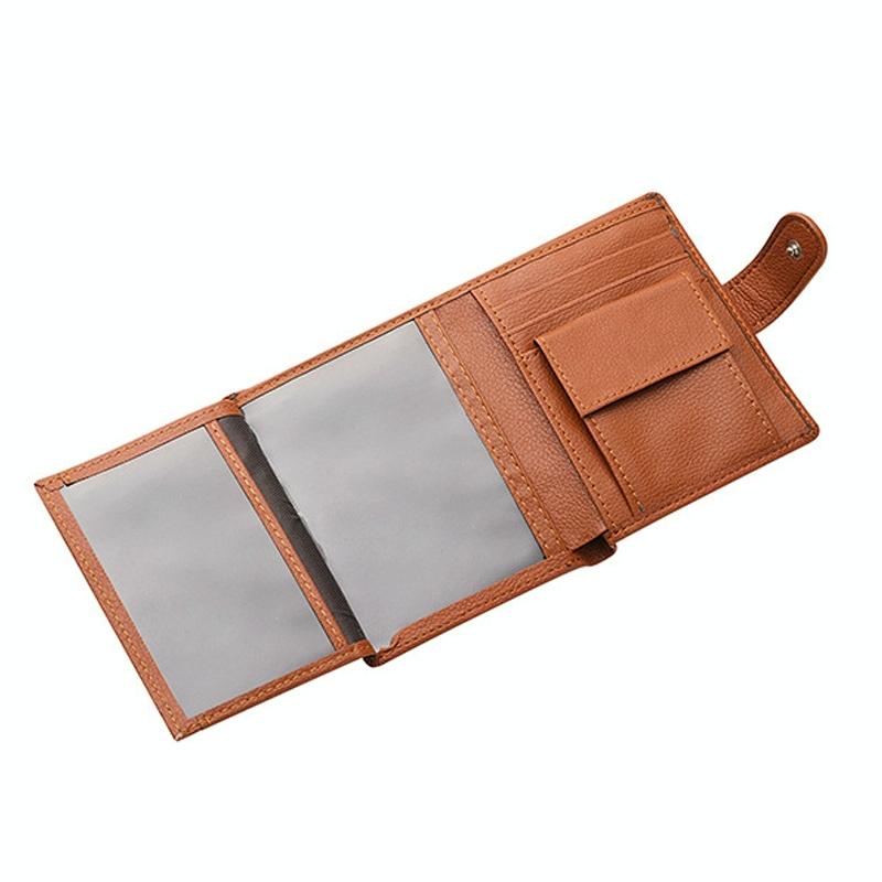 Men Vertical Coin Purse With Buckle And Zipper Card Holder And Driver License Protector - Brown 5