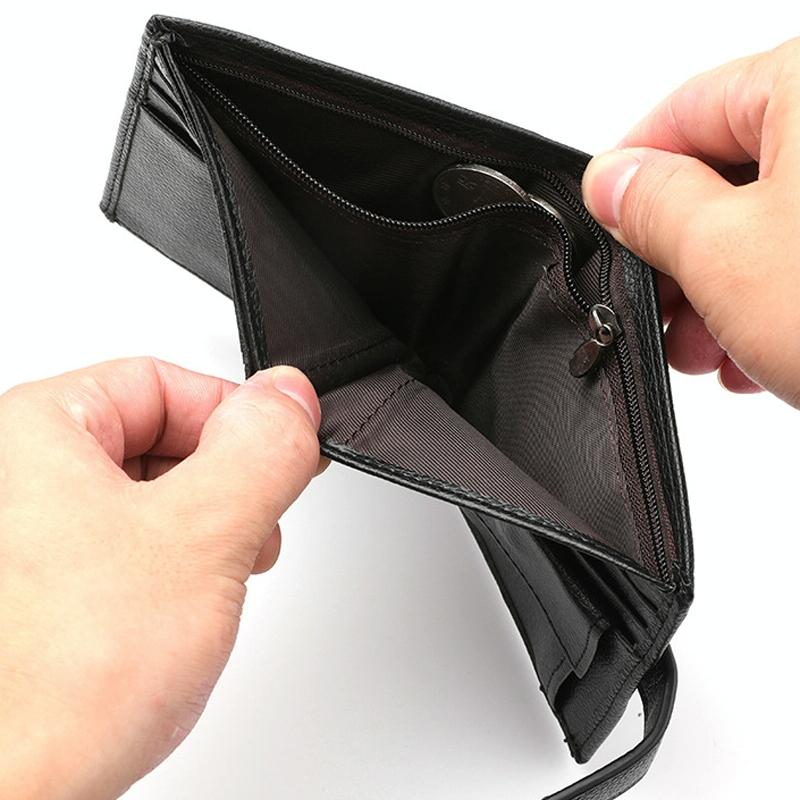 Men Vertical Coin Purse With Buckle And Zipper Card Holder And Driver License Protector - Brown 7