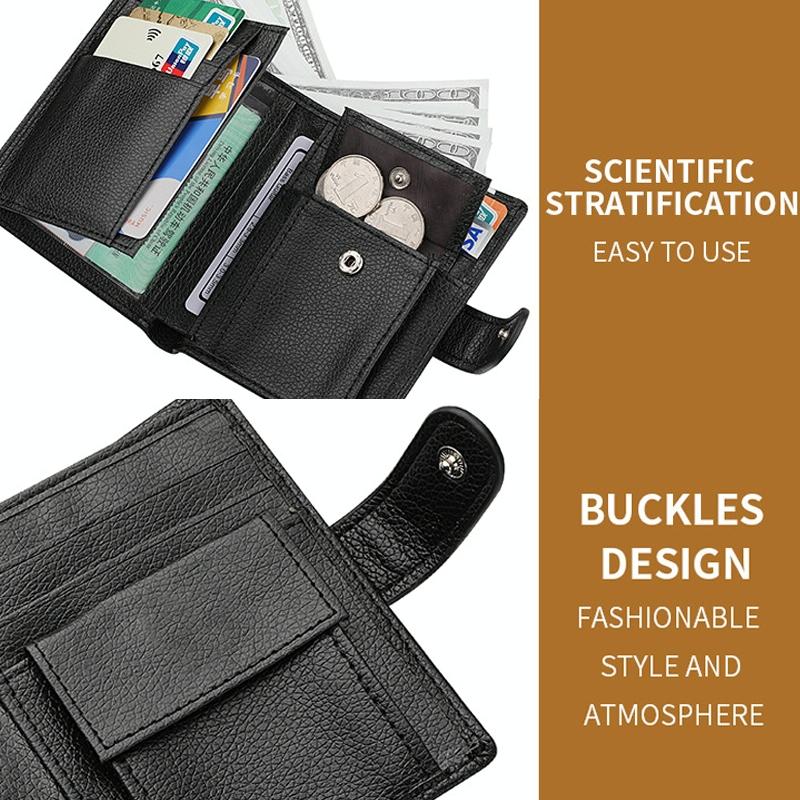 Men Vertical Coin Purse With Buckle And Zipper Card Holder And Driver License Protector - Brown 8
