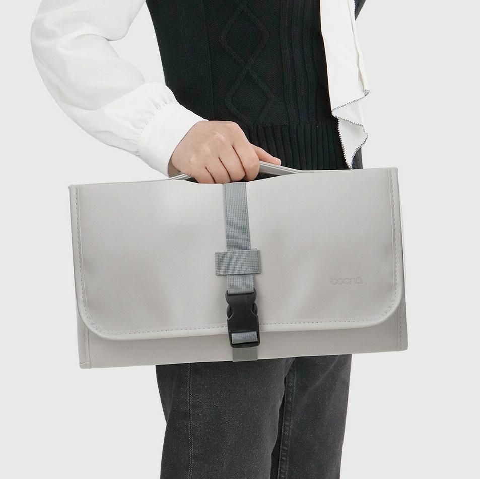 Portable Storage Bag for Dyson Hair Curler - Pu Leather - Grey 8