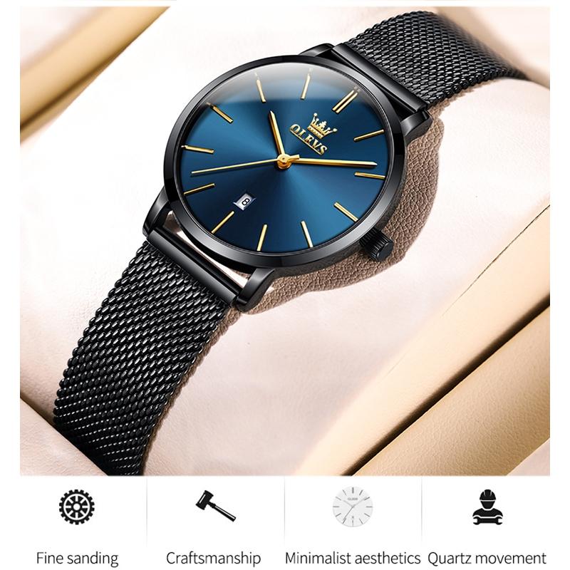 Waterproof Women Quartz Watch with Steel Strap - Black 6
