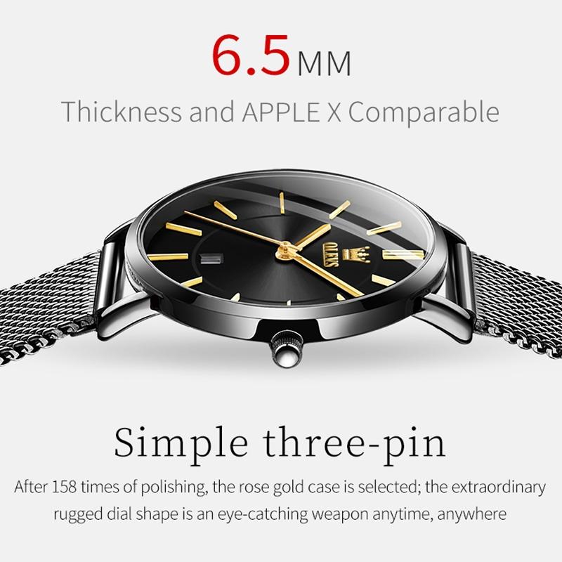Waterproof Women Quartz Watch with Steel Strap - Black 15