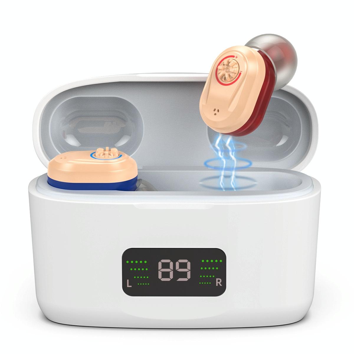 Digital Display In Ear Hearing Aid Earphone - White 10