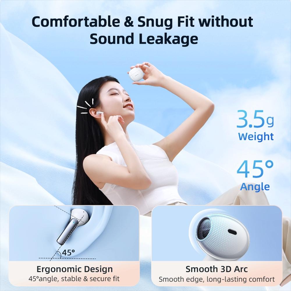 Jpods Dual Mic Bluetooth Earphones with Noise Reduction for Calls - White 7