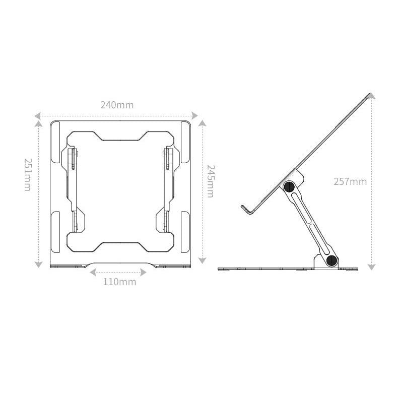 Foldable Laptop Stand - Hollow Design Heat-dissipating Flat Desktop - Moon Silver 4