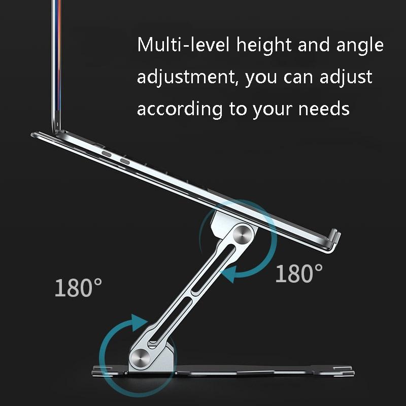 Foldable Laptop Stand - Hollow Design Heat-dissipating Flat Desktop - Moon Silver 5